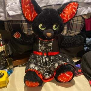 Build-A-Bear Boorific Black Vampire Bat 2015 Halloween Plush with Spiderweb Dres